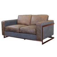 Luxury Vintage Leather Sofa with Fabric Cover Back