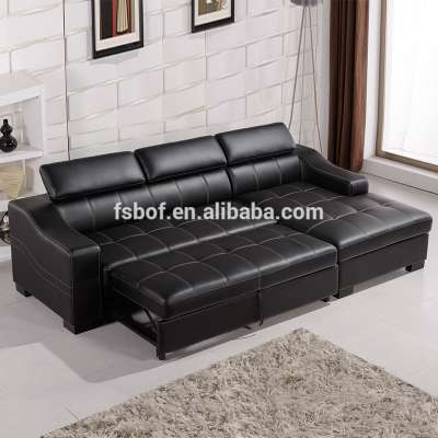 hotel home furniture genuine leather sofa bed with storage box 701